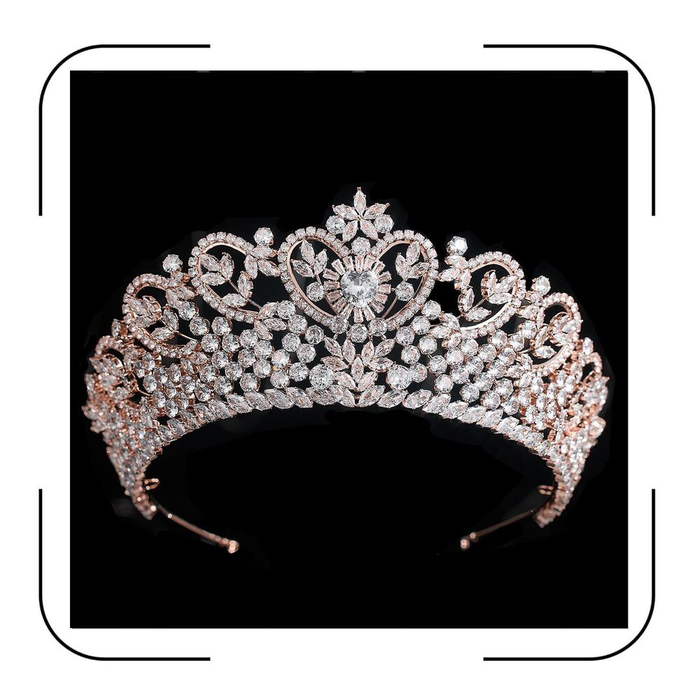 6068 Queen Crowns Rose Gold Wedding Tiaras for Bride Quinceanera Crown